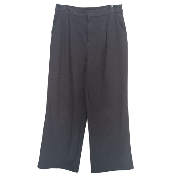 Vuori Pants - Vuori Villa Wide Leg Trousers Women Medium Charcoal Grey Pleated High Rise Pants